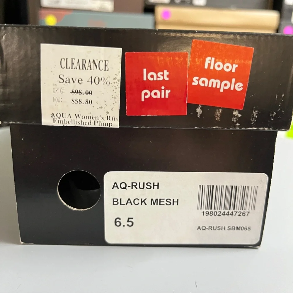 Aqua Black Mesh Heels with Rhinestone Accents - Picture 7 of 7